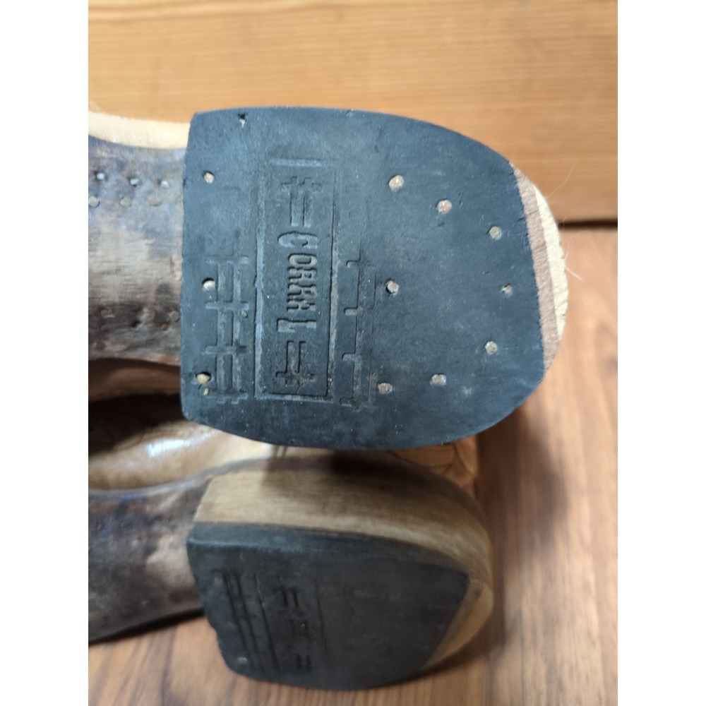 Corral Vintage Antique-ish Saddle Brushed Laser Brown Tan boots Women's Sz 8 M - Picture 6 of 15